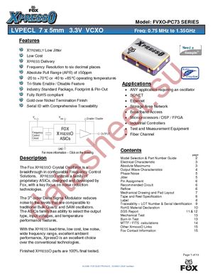 FVXO-PC73B-1.000000 datasheet  